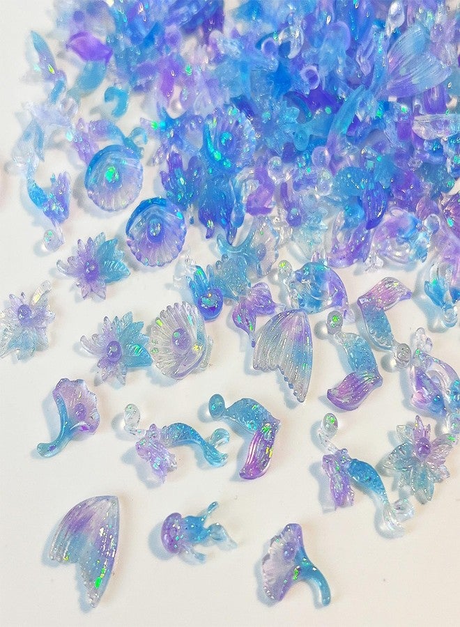 UCCASA 50pcs Ocean Series Nails Charms 3D Resin Night Light Nail Art Supplies for Acrylic Nails Sea Shell Starfish Dolphin Nail Gems and Charms Kawaii Nail Charms for Women Summer DIY Nail Art Decoration - Image 1